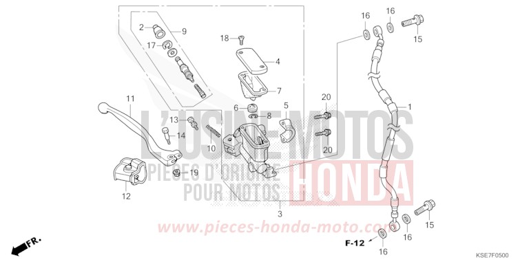 HAUPTBREMSZYLINDER, VORNE ZYLINDER von CRF150R "Big Wheels" EXTREME RED (R292) von 2022